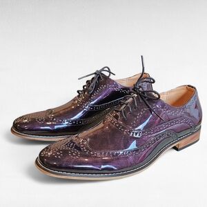Gino Vitale Wingtip Shoes Black and Purple Size 13